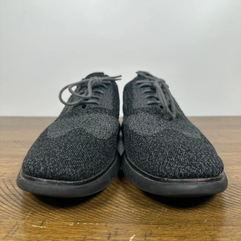 Cole Haan ZeroGrand Stitchlite Oxford Men 10 Black Knit Wingtip Casual Shoes